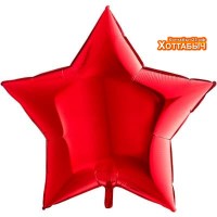 Шар фольгированный Звезда красный 4 дюйма
