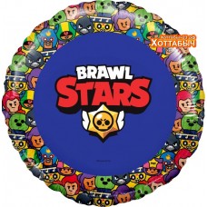 Шар фольгированный BRAWL STARS круг 18 дюймов
