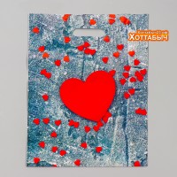 Пакет полиэтиленовый "Сердце красное" каменный фон