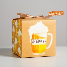 Коробка "Happy" пивные кружки 12*12*12 см.