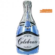 Шар фольгированный Бутылка шампанского голубая 14 дюймов