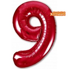 Шар фольгированный 9 Красный 40 дюймов Агура