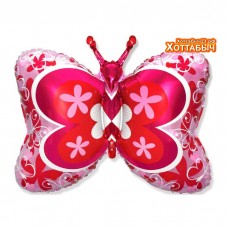 Шар фольгированный Бабочка розовая 30 дюймов
