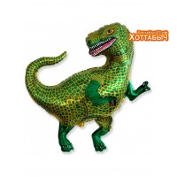 Шар фольгированный Динозавр тираннозавр зеленый 32 дюйма