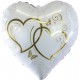 Шар фольгированный Сердце 2 сердца белый с золотом 18 дюймов