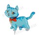 Шар фольгированный Кошечка с шарфом голубая 14 дюймов
