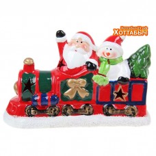 Сувенир световой "Дед Мороз и Снеговик на паровозике"