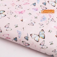 Бумага упаковочная "Бабочки" нежно-розовая