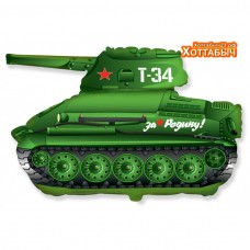 Шар фольгированный Танк T-34 зеленый 32 дюйма