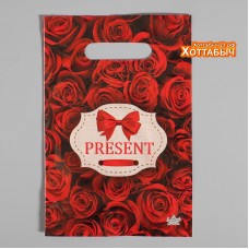 Пакет полиэтиленовый "Present" розы бантик 30*20 см.