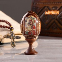 Яйцо на подставке икона "Божья Матерь Достойно есть" дерево